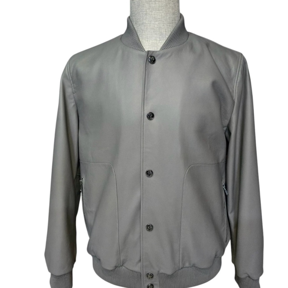 Loro Piana Gray Bomber Jacket with Ribbed Details